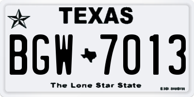 TX license plate BGW7013