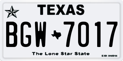 TX license plate BGW7017