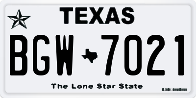 TX license plate BGW7021