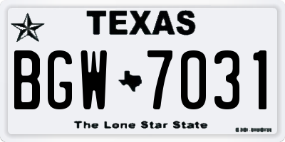 TX license plate BGW7031