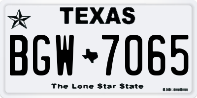 TX license plate BGW7065