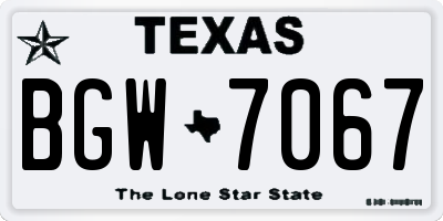 TX license plate BGW7067