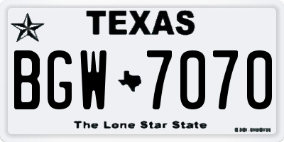 TX license plate BGW7070