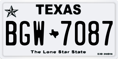 TX license plate BGW7087