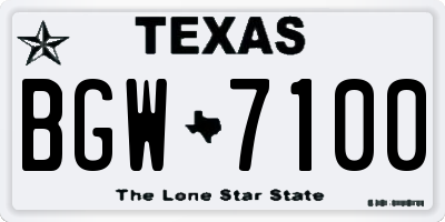 TX license plate BGW7100
