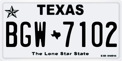 TX license plate BGW7102