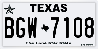 TX license plate BGW7108