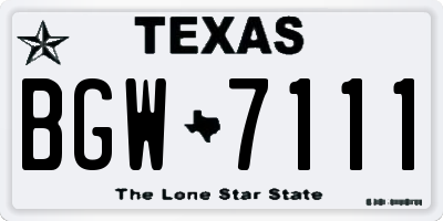 TX license plate BGW7111