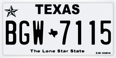 TX license plate BGW7115