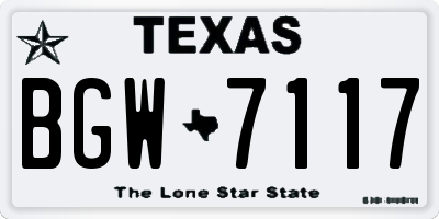 TX license plate BGW7117