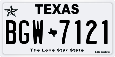 TX license plate BGW7121