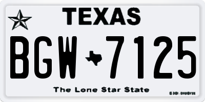 TX license plate BGW7125
