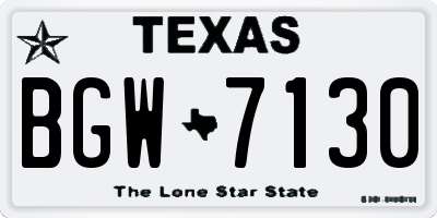 TX license plate BGW7130