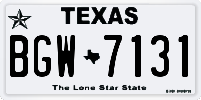 TX license plate BGW7131