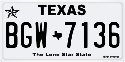 TX license plate BGW7136