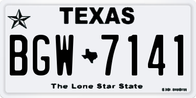 TX license plate BGW7141