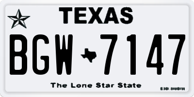 TX license plate BGW7147