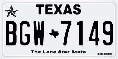 TX license plate BGW7149