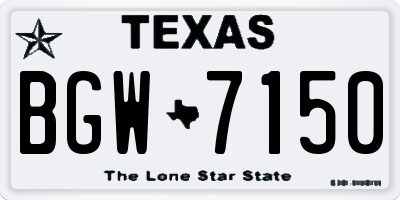 TX license plate BGW7150