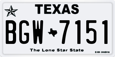 TX license plate BGW7151