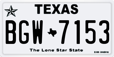 TX license plate BGW7153
