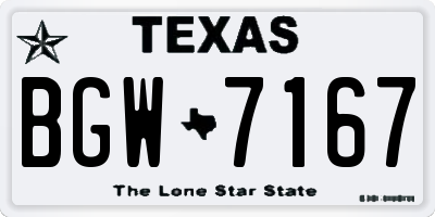 TX license plate BGW7167