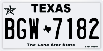 TX license plate BGW7182