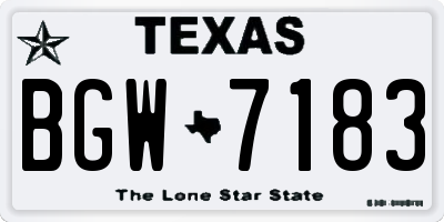 TX license plate BGW7183