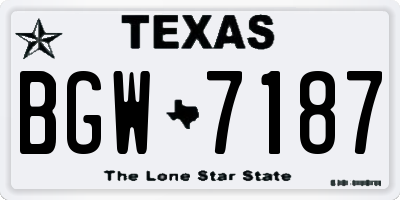 TX license plate BGW7187