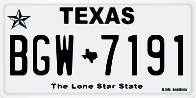 TX license plate BGW7191