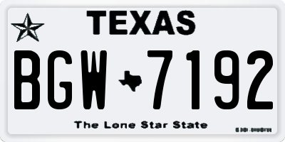 TX license plate BGW7192