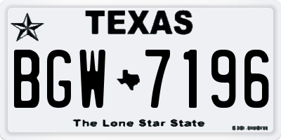 TX license plate BGW7196