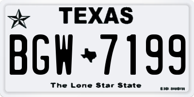 TX license plate BGW7199