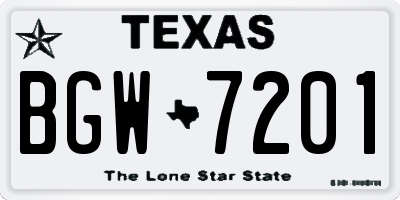 TX license plate BGW7201