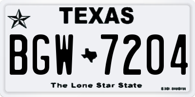 TX license plate BGW7204