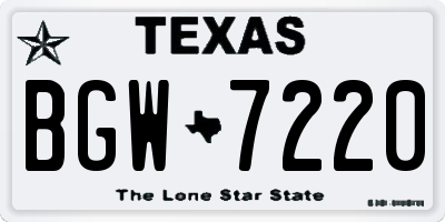 TX license plate BGW7220