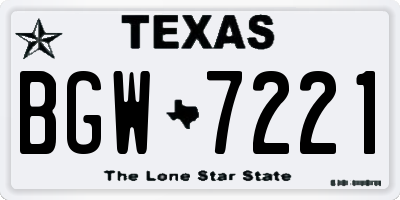 TX license plate BGW7221