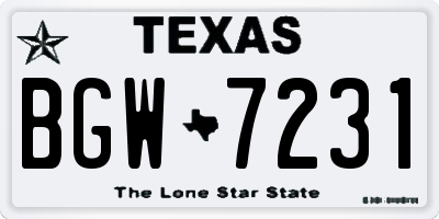 TX license plate BGW7231