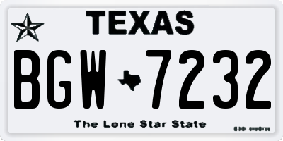 TX license plate BGW7232