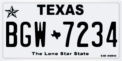 TX license plate BGW7234