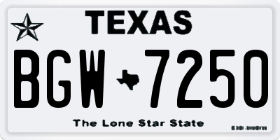 TX license plate BGW7250
