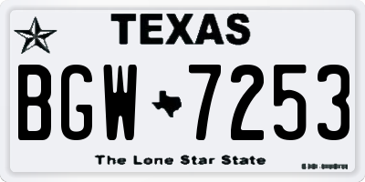 TX license plate BGW7253