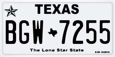 TX license plate BGW7255