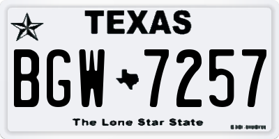 TX license plate BGW7257