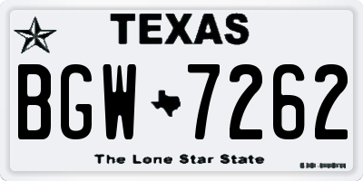 TX license plate BGW7262