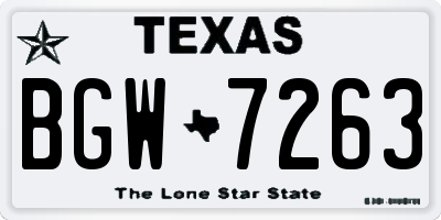 TX license plate BGW7263