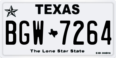 TX license plate BGW7264