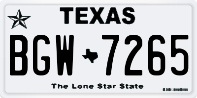 TX license plate BGW7265