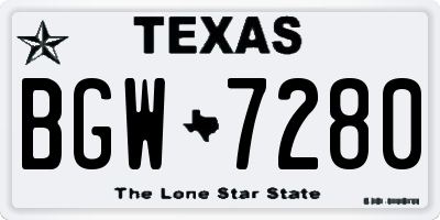 TX license plate BGW7280