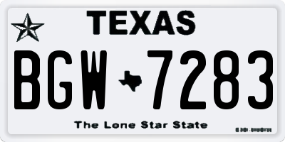 TX license plate BGW7283